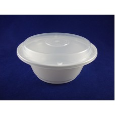 HC-850 FBM PP Round White Container with clear PP lid, 850 ml
